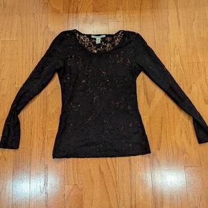 American Rag Long Sleeve All Lace Top Medium